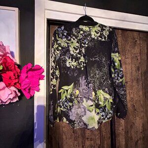 BCBG Print on Black Blouse